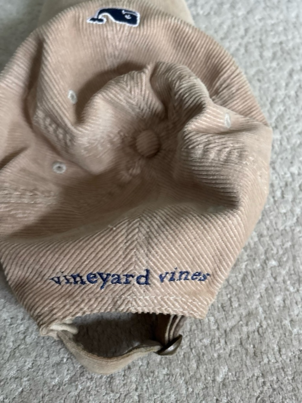 Vineyard Vines Tan Corduroy Hat with Navy Whale
